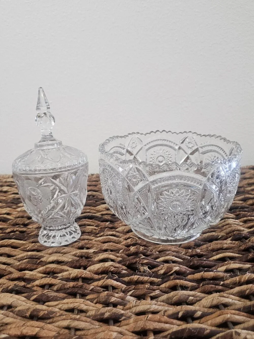 Two beautifully crafted pieces of vintage clear glassware